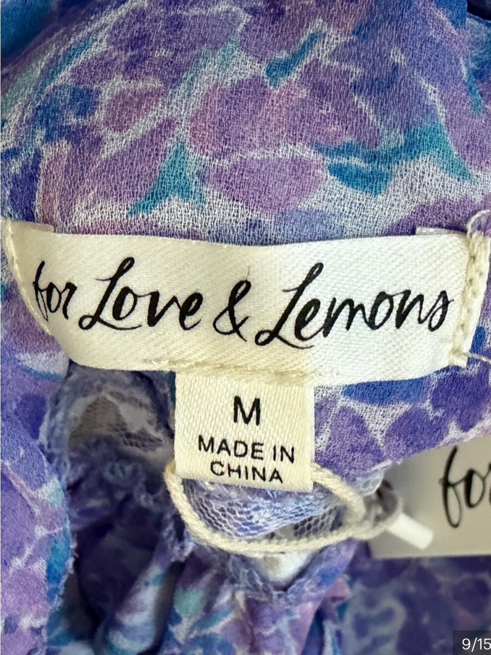 For Love & Lemons Lavender-Blue Floral Lace Mini Dress - Picture 7 of 13